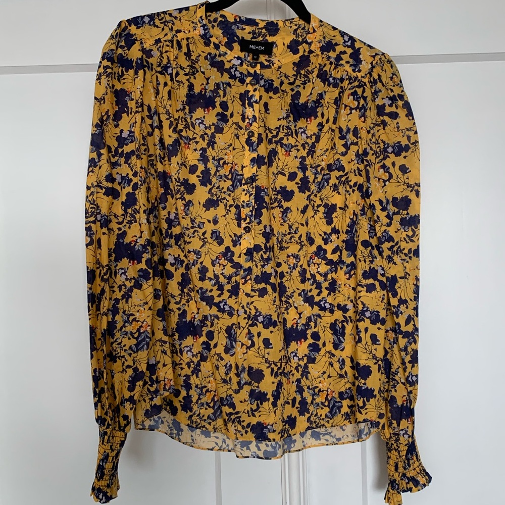 ME+EM Yellow Floral Button Blouse